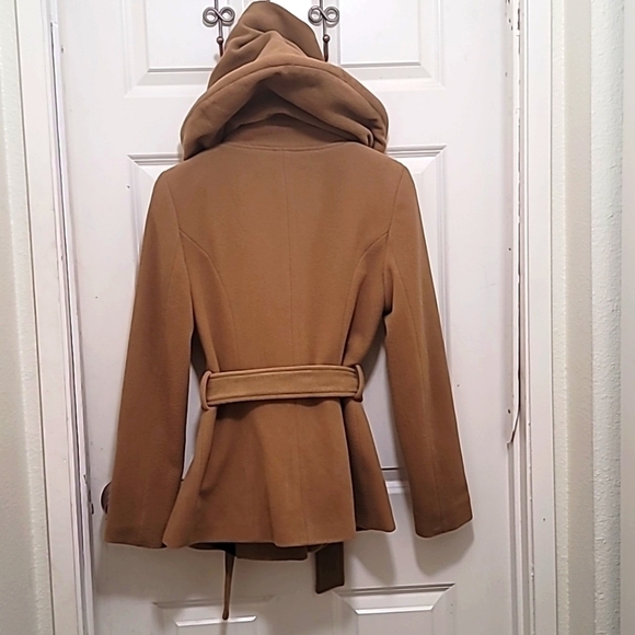 ZARA BASIC WOMEN'S WOOL HOODIE MID-LENGTH IN BROWN SIZE SMALL - Picture 6 of 14